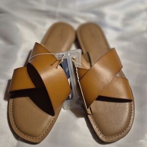 Women's Tan Slide Sandals